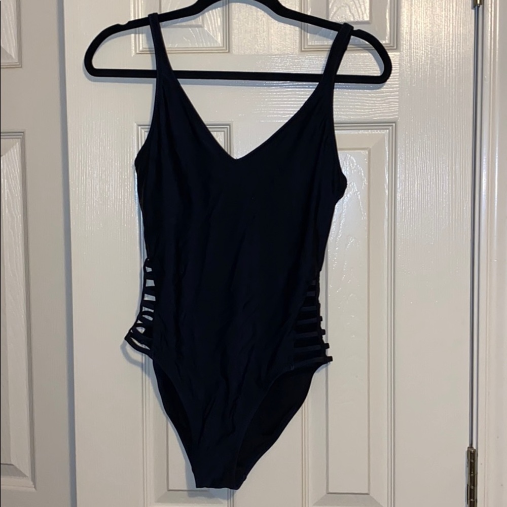 Black open back one piece bathing suit - Picture 3 of 7